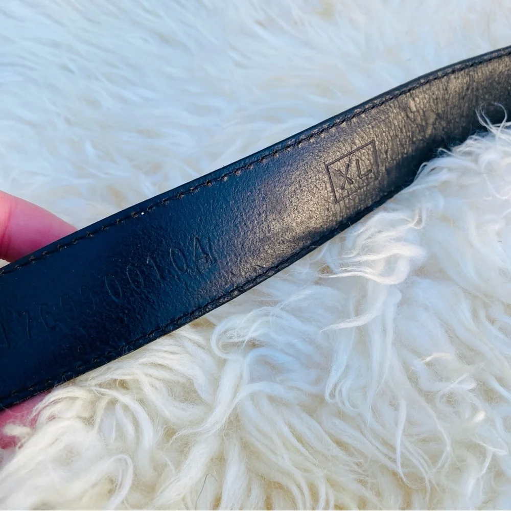 BLACK LEATHER vintage 90s y2k belt L/XL womens friends